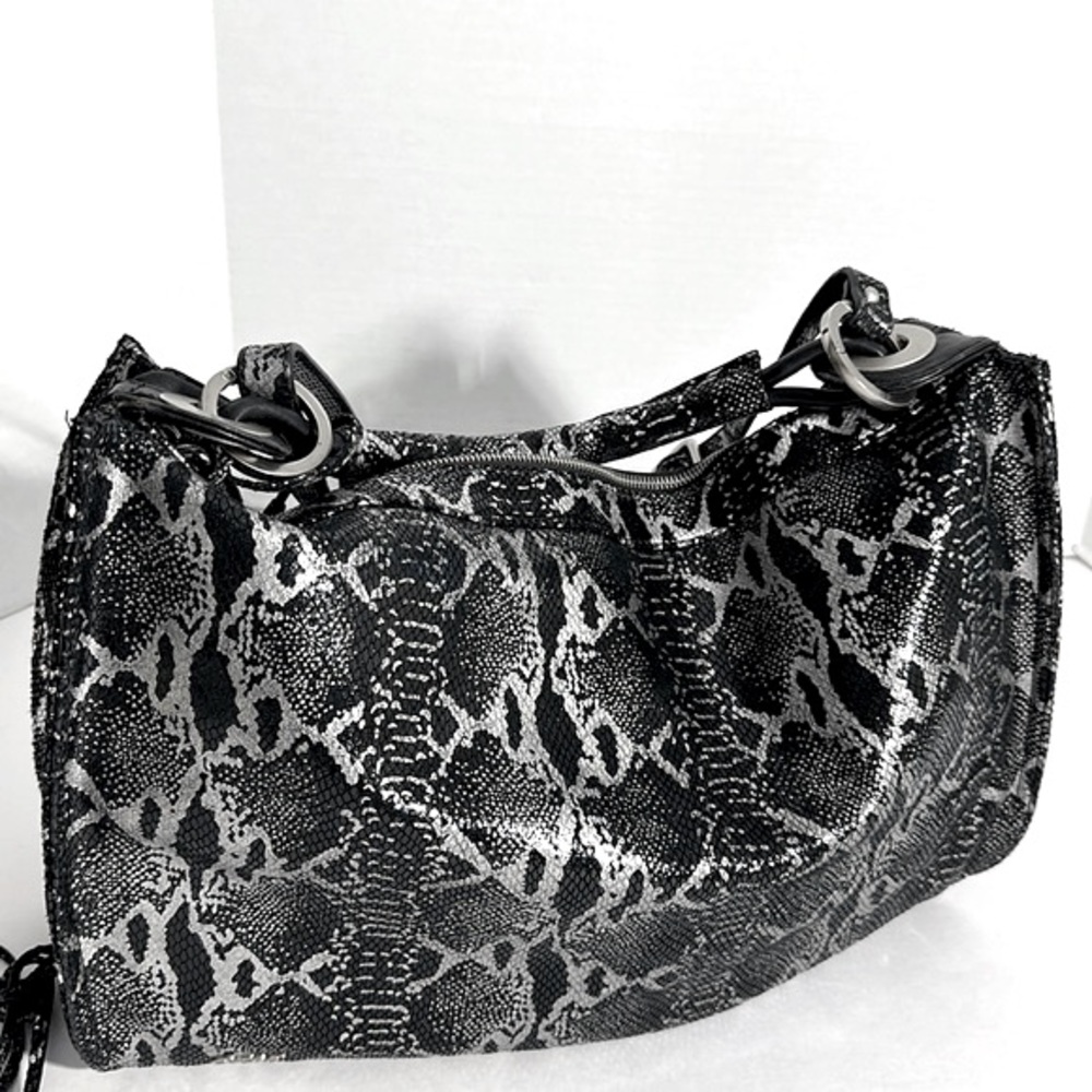 LINDSAY LOHAN || Rare - Kitty With The Whip - Black & Silver 100% Leather Bag.